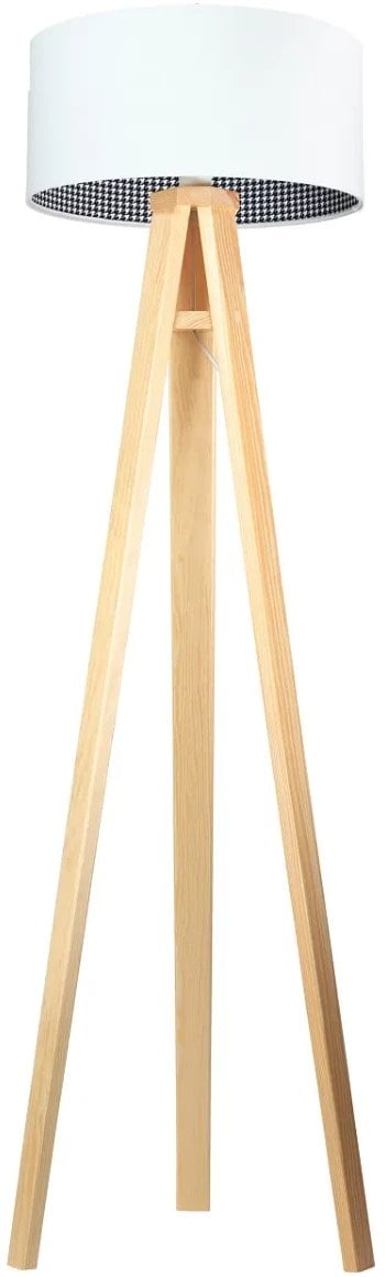 Lampa stojąca HOME 40 biała/pepitka/sosna BPS KONCEPT