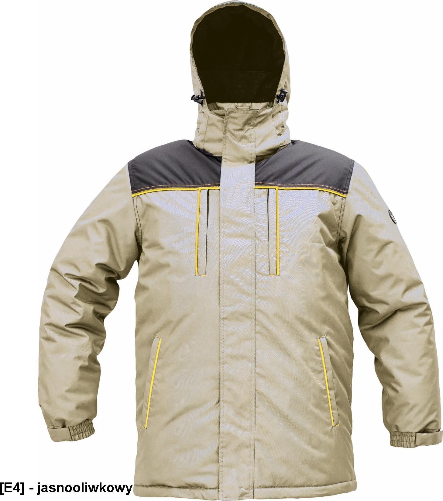 CERVA CREMORNE parka - męska zimowa parka, stały kaptur, przedłużony tył, 100% poliester - jasnooliwkowy 3XL