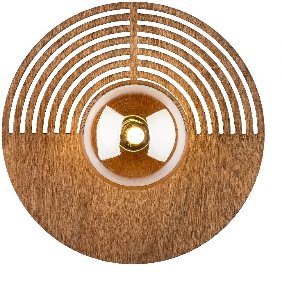 Kinkiet TK Lighting Ścienna lampa Lunar Wood 11014 okrągła drewniana brązowy