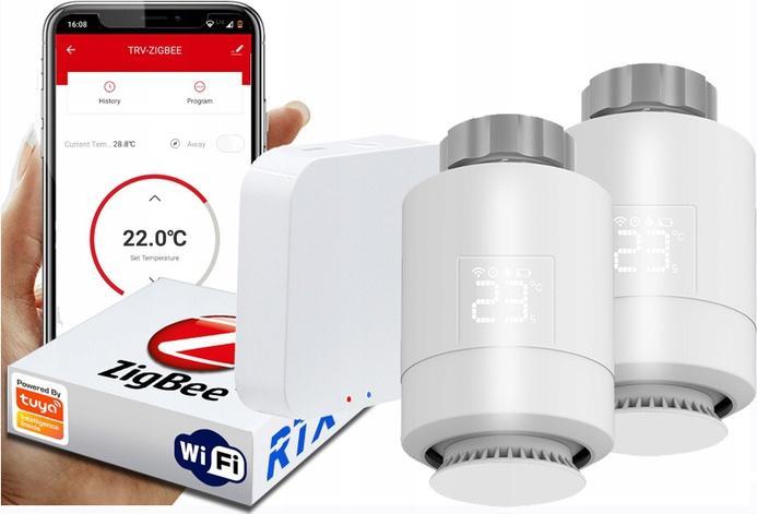 RTX 2x Głowica Termostat + Bramka Zigbee WiFi Tuya SET
