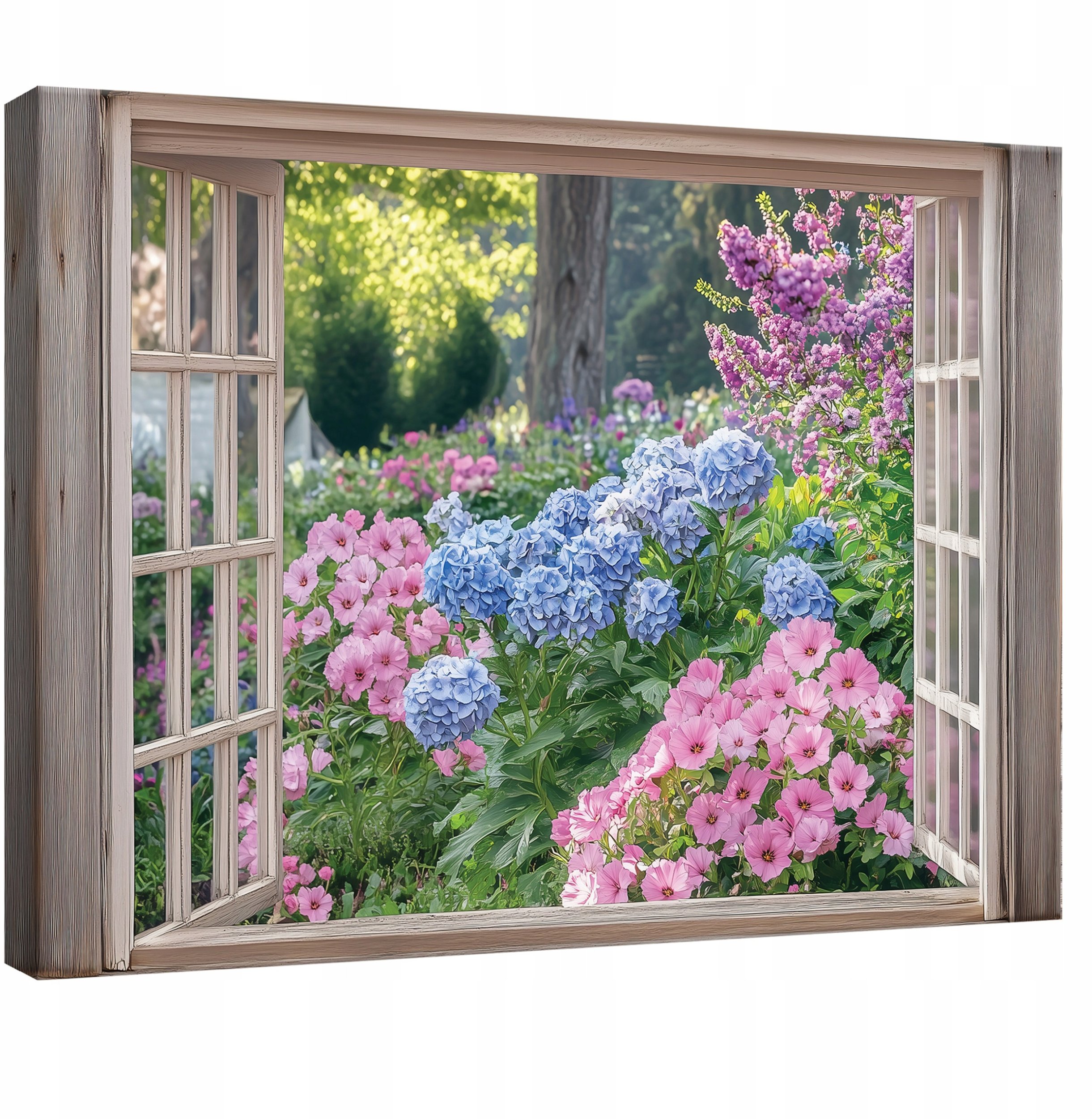 OBRAZ NA PŁÓTNIE ŚCIANĘ OKNO OGRÓD KWIATY DO SYPIALNI SALONU KUCHNI 60x40