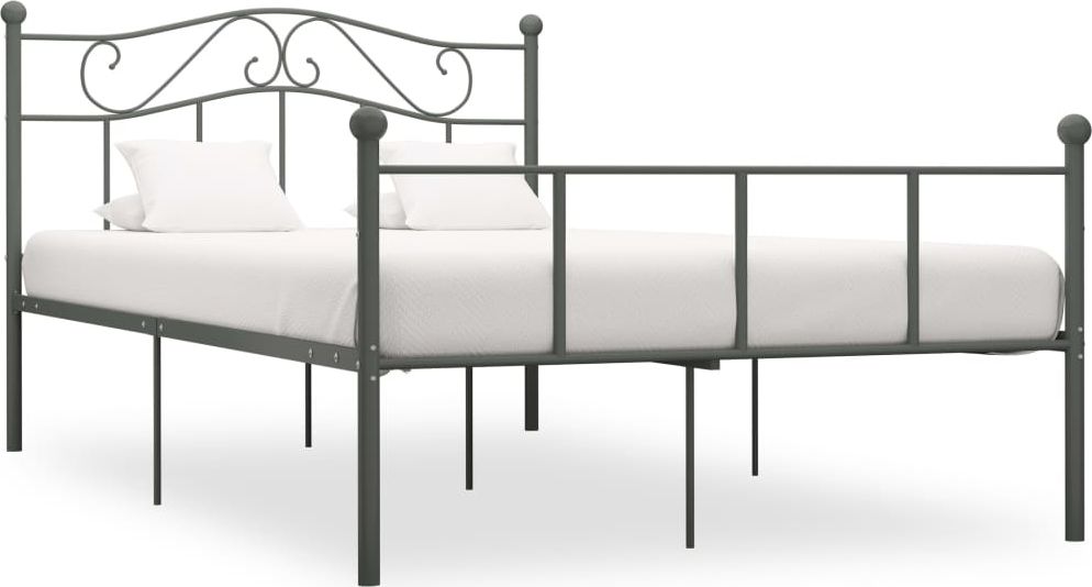 vidaXL Rama łóżka, szara, metalowa, 160 x 200 cm