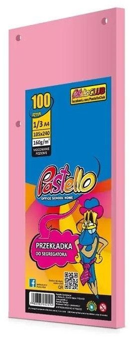 Stabilus Przekładka do segregatora 1/3 A4 100K IT170 różowa