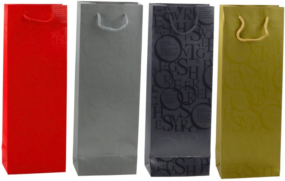 Torba Prezentowa Na Butelkę Wino Wzór Z Napisami 35 x 12 x 9 cm