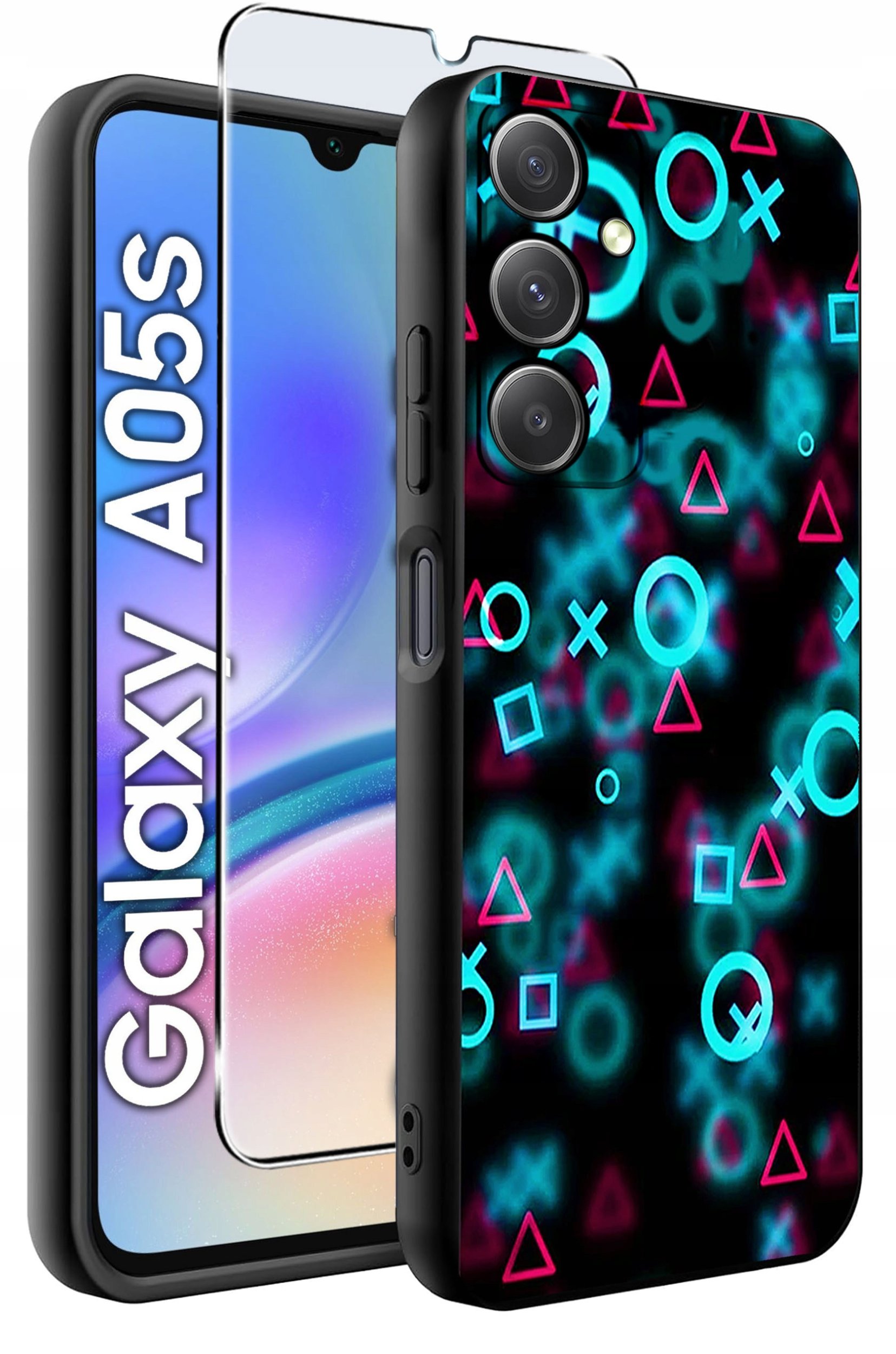 ETUI do Samsung A05s WZORY | SILIKONOWE MATT CASE + SZKŁO 9H