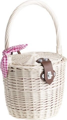 WickerPL Torebka Wiklinowa Wybielana Okrągła z obszyciem 24 H21/42 cm