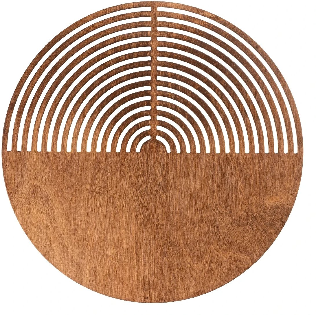 Ścienna lampa drewniana Lunar Wood 11015 okrągła ażurowa brązowa