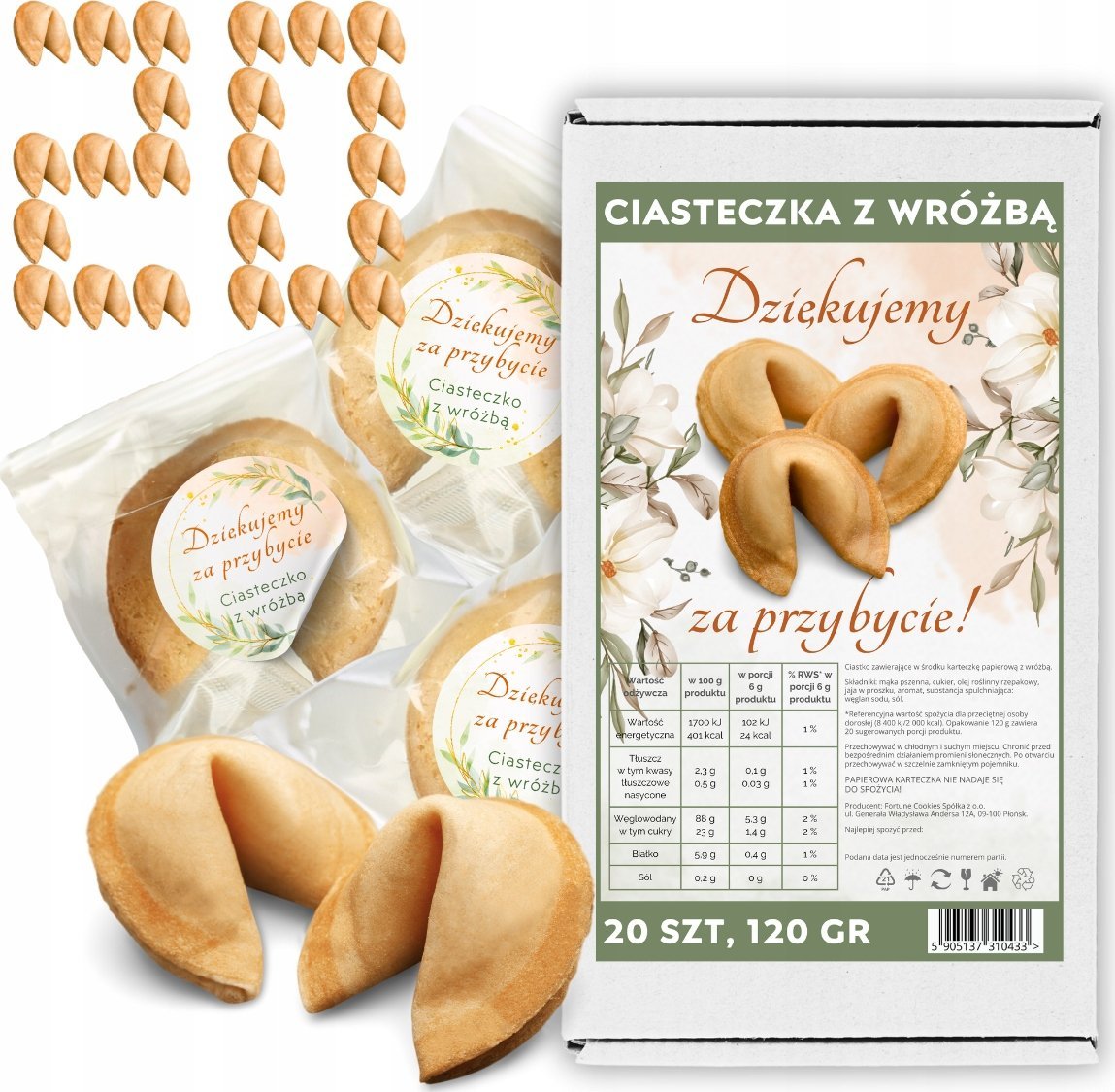 MagiaCiast Ciasteczka z Wróżbą dla gości Podziękowanie za Przybycie Magia Losu 20 szt