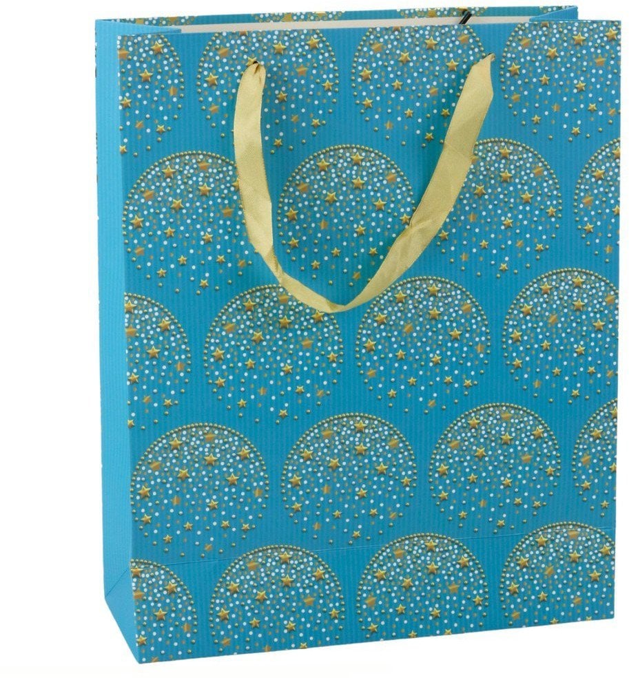 Torba Prezentowa Elegancka Złote Gwiazdki Niebieska 32 x 26 x 12 cm