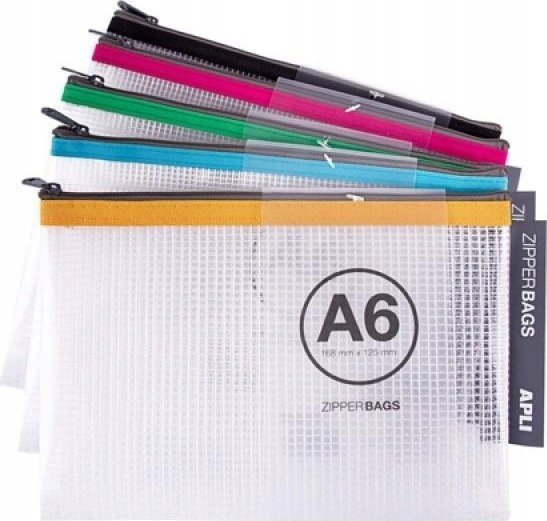 Apli Torebka APLI Zipper Bag, A6, 168x125 mm, mix kolorów