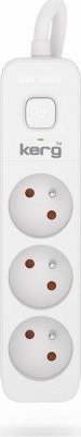 Kerg Przedłużacz KERG z wyłącznikiem-3 gniazda-biało-szary-10m-16A-H05VV-F-3x1,5mm2