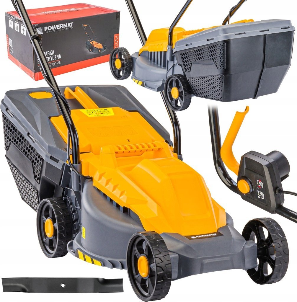 KOSIARKA ELEKTRYCZNA DO TRAWY 2200W NÓŻ 32CM LEKKA DUŻY KOSZ 30L