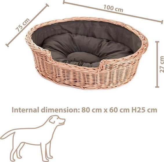 WickerPL POPPY OWALNE WIKLINOWE LEGOWISKO DLA ZWIERZĄT KOSZ DLA PSA 100X75 H27 / ROZMIAR WEWNĘTRZNY 80X60 H25 CM