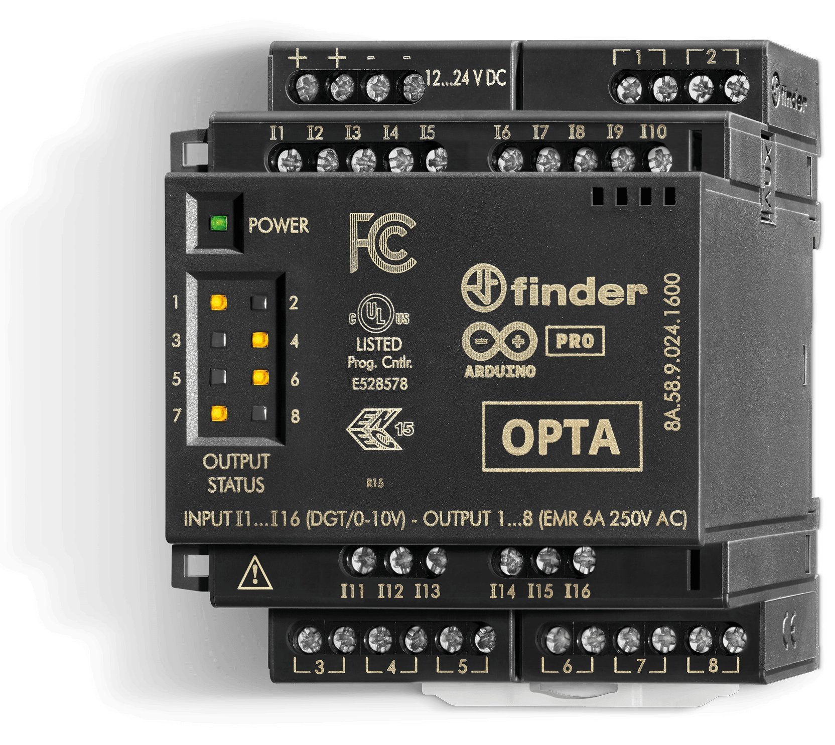 Finder Moduł rozszerzeń Codesys EMR do serii 8A 12…24V DC 16 wejść cyfrowych/analogowych 0…10V, 8 wyjść EMR 6A 8A.58.9.024.160C
