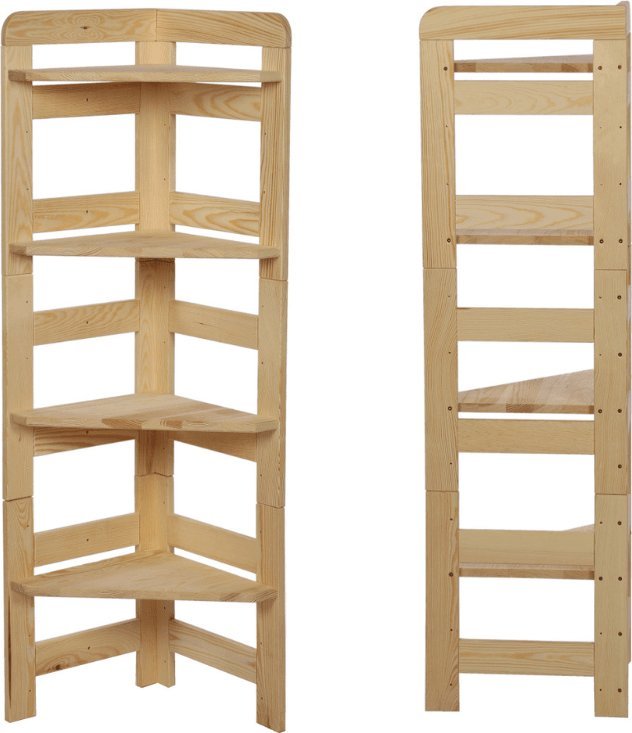 Wamar-Sosenka Regał Modułowy Narożnik 120,8x34,4x34,4cm 4 Półki BERDO Surowy Drewno sosnowe Naturalny RR2_NZ2X035_0_N0_F1 / Wamar-Sosenka