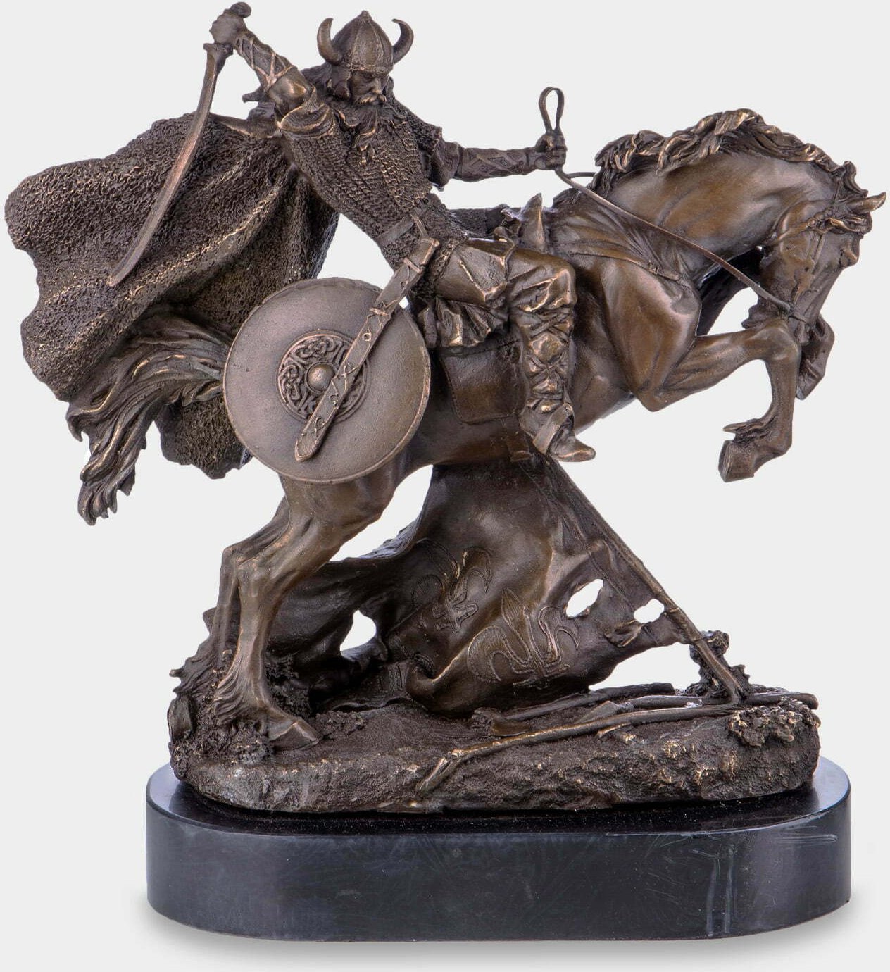 rzezbyzbrazu Wiking na Koniu Rzeźba z Brązu
