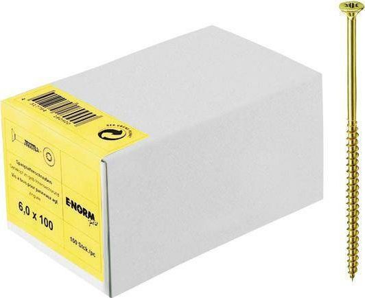 E-NORMpro Wkret d.plyt wior.,leb wpusz.,ocynk.,zolty,gwint czesc., gniaz.Torx 5,0x100/60, male opak.E-NORMpro