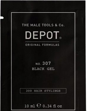 Milk Shake Depot, 300 Hair Stylings No. 307 Black, Botanical Complex, Hair Styling Gel, Temporary Coverage & Volume, Medium Hold, 10 ml For Men