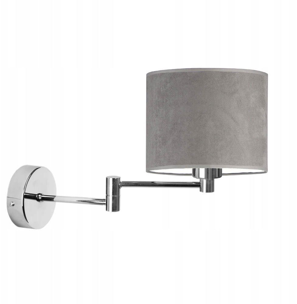 Nowoczesny kinkiet nad lustro na wysięgniku BRAGE VELUR z abażurem welurowym E27