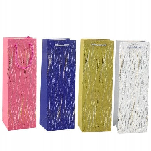 Torba Prezentowa Na Butelkę Połyskujące Fale 35 x 12 x 9 cm
