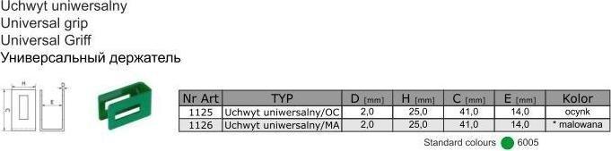 UN UCHWYT UNIWERSALNY MALOWANY 1126 ZIELONY