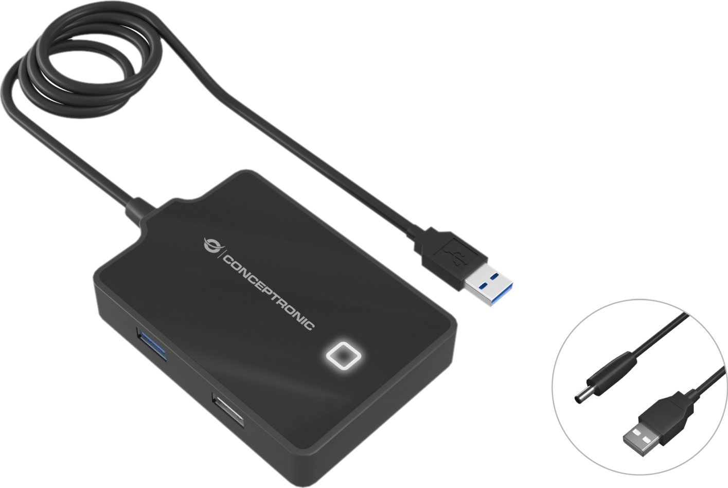 HUB USB Conceptronic CONCEPTRONIC USB-Hub 4-Port 3.0 ->1x3.0 3x2.0 o.Netzteil sw