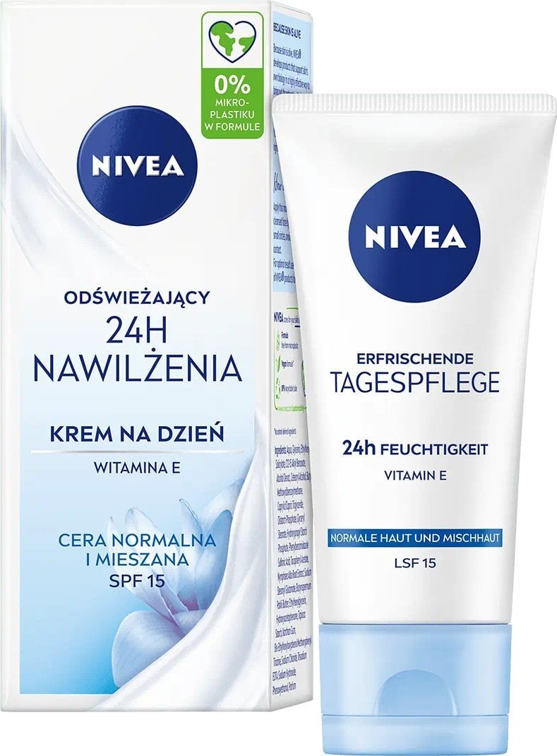 Nivea Odświeżający krem na dzień - 24h nawilżenia do cery mieszanej i normalnej SPF 15 50ml