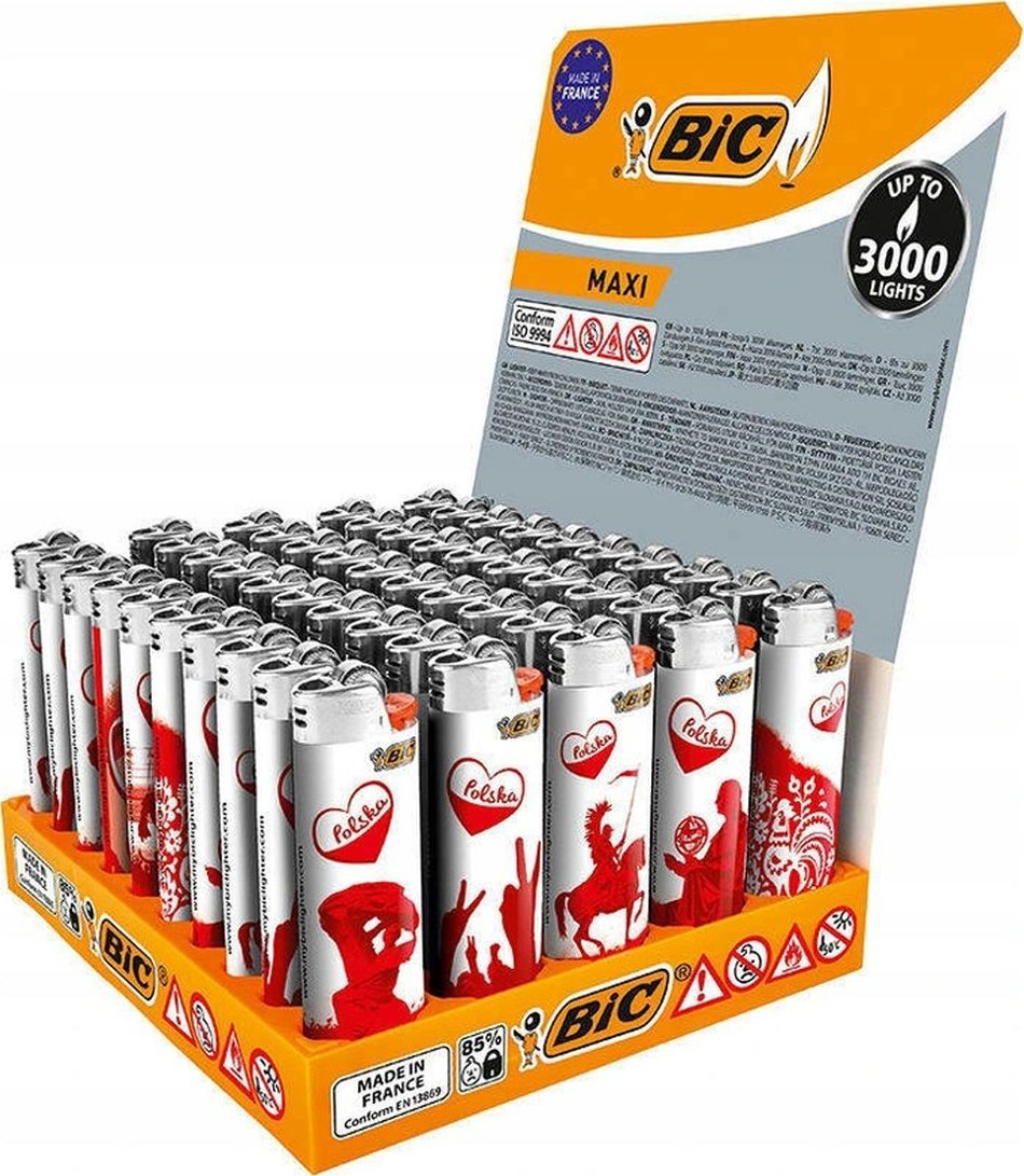 Bic Zapalniczka j26 1op.-50szt Mix wzorów i kolorów