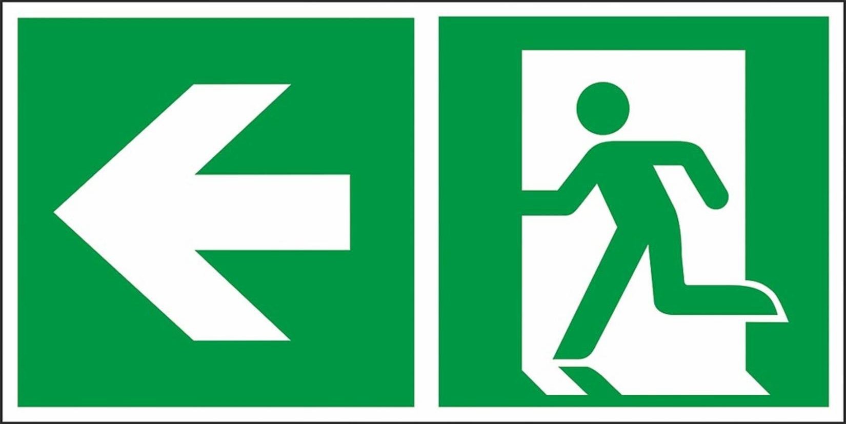 R.E.I.S. Z-E001-1 - Znak ewakuacyjny Kierunek do wyjścia w lewo i prosto (za drzwiami)