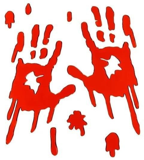 Naklejki żelowe na okno Zakrwawione dłonie czerw