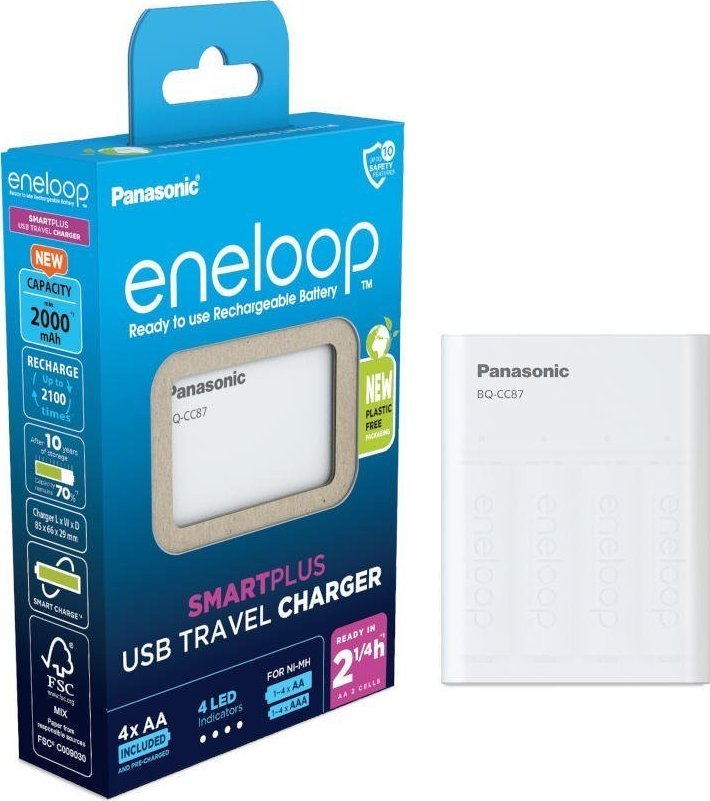 Ładowarka Panasonic Eneloop Smart Plus USB Travel BQ-CC87 (K-KJ87MCD40USB)