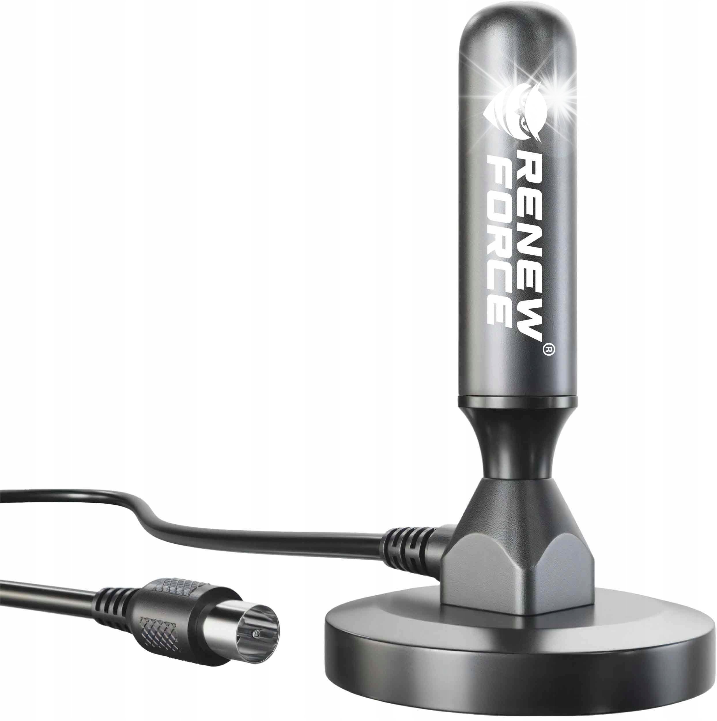 MOCNA ANTENA AKTYWNA POKOJOWA WZMACNIACZ MAGNES DVBT2 TV FHD 4K MUX-8 LTE