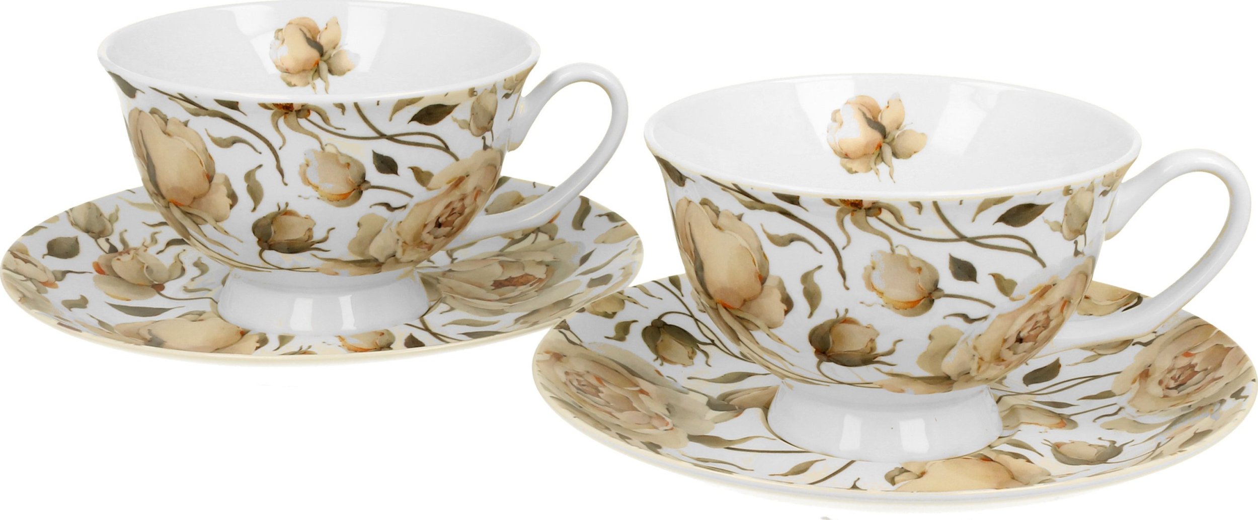 DUO Zestaw 2 filiżanek 250 ml + spodki English Roses White