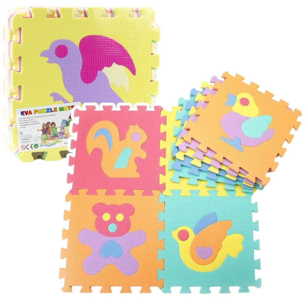 Miękkie Puzzle Mata Edukacyjna Zwierzęta Pianka EVA Kolorowe 9 el. EDUKAMP