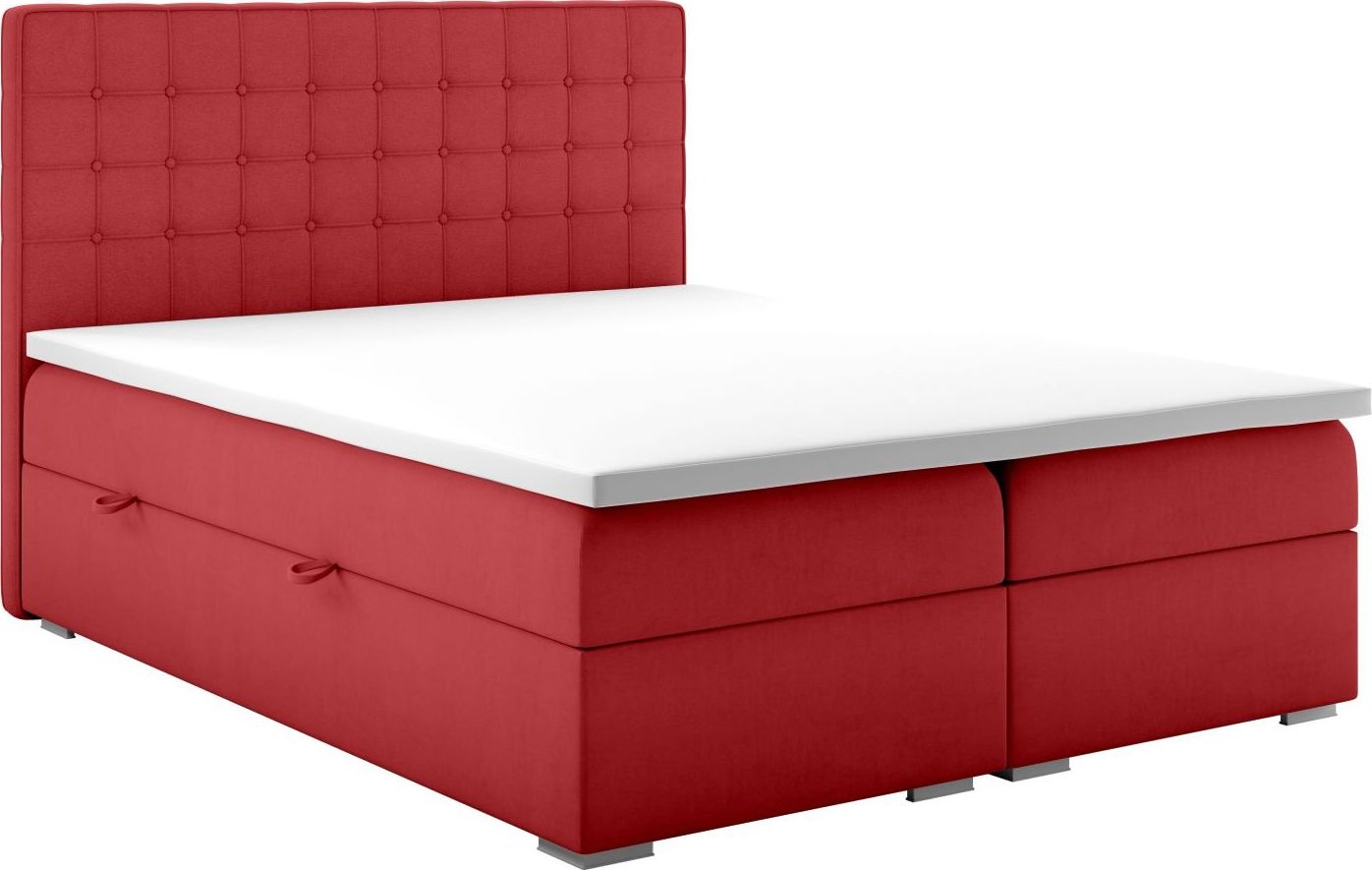 LAVERTO Łóżko kontynentalne REZEN 160x200 bordowe velvet z pojemnikiem