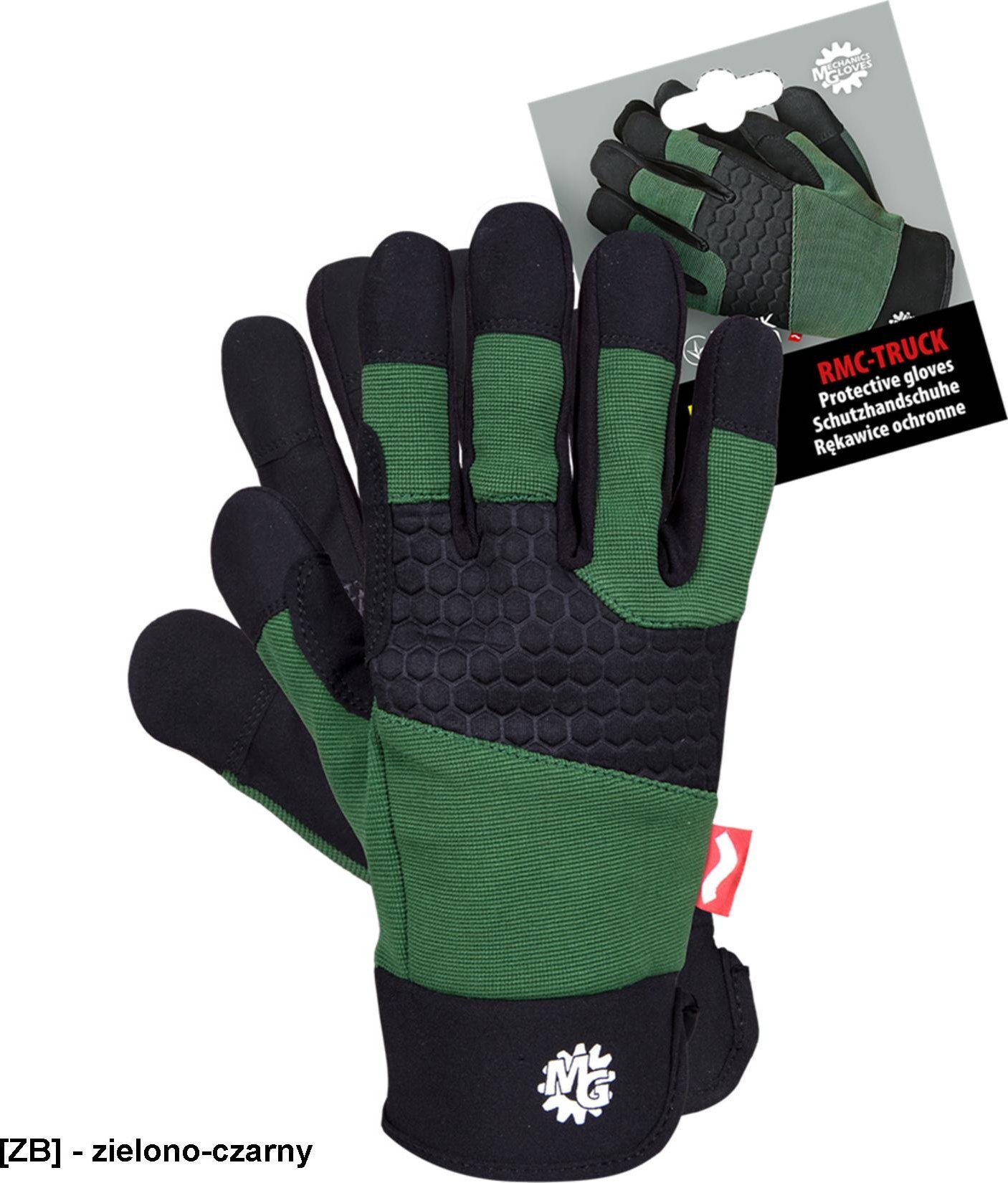 R.E.I.S. RMC-TRUCK - Rękawice ochronne wykonane z wysokiej jakości skóry syntetycznej połączonej z oddychającym materiałem spandex L