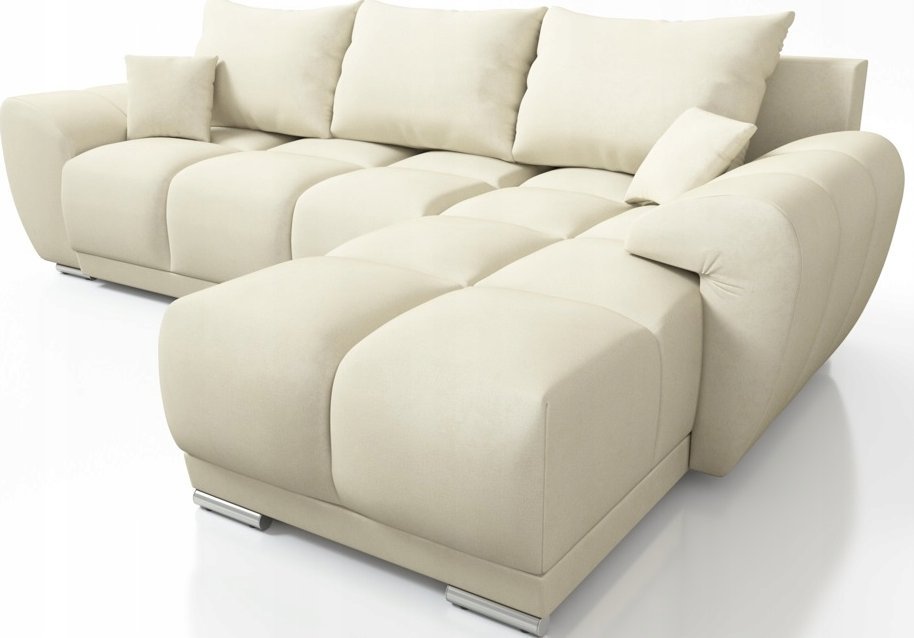 BEŻOWY NAROŻNIK ROZKŁADANY ROGÓWKA Z FUNKCJĄ SPANIA HONEY L MO-04