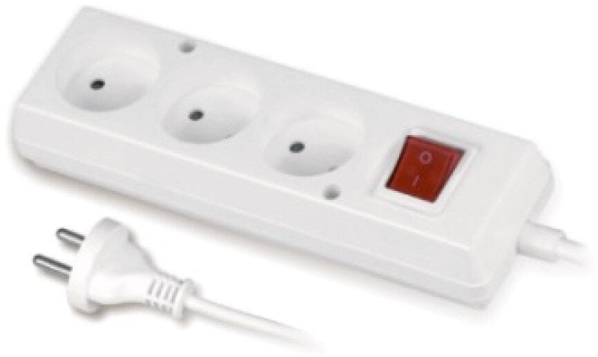 Przedłużacz z wyłącznikiem 3-gniazda b/u 10A 1,5m /OMY 2x1/ biały PS-360WS T-106040