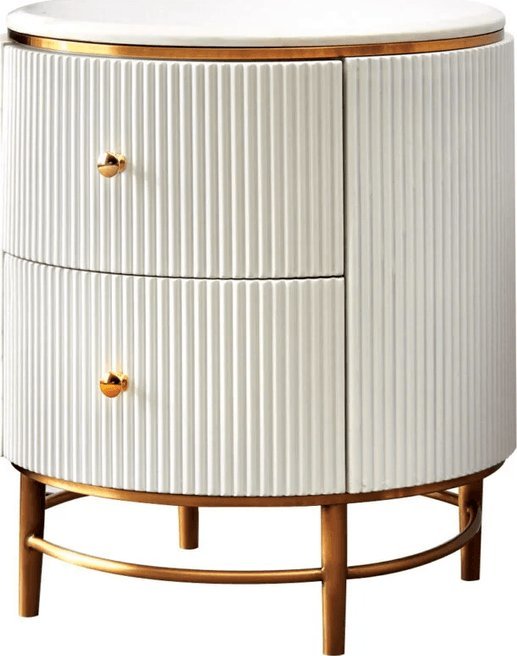 Artehome Alexis ekskluzywna szafka nocna o biało-złotym wykończeniu