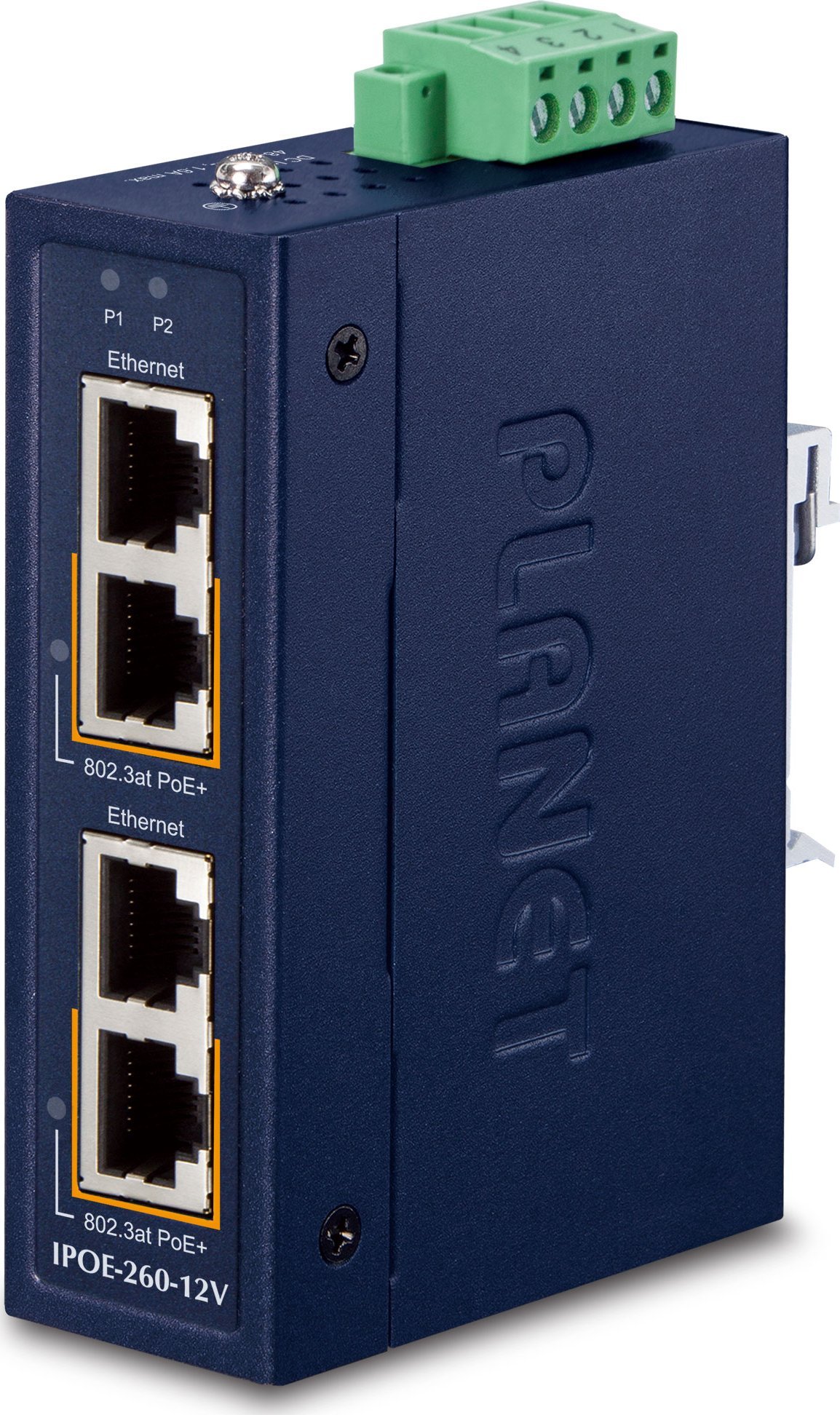 Planet PLANET Industrial 2-port 10/100/1000T Gigabit Ethernet (10/100/1000) Obsługa PoE Niebieski