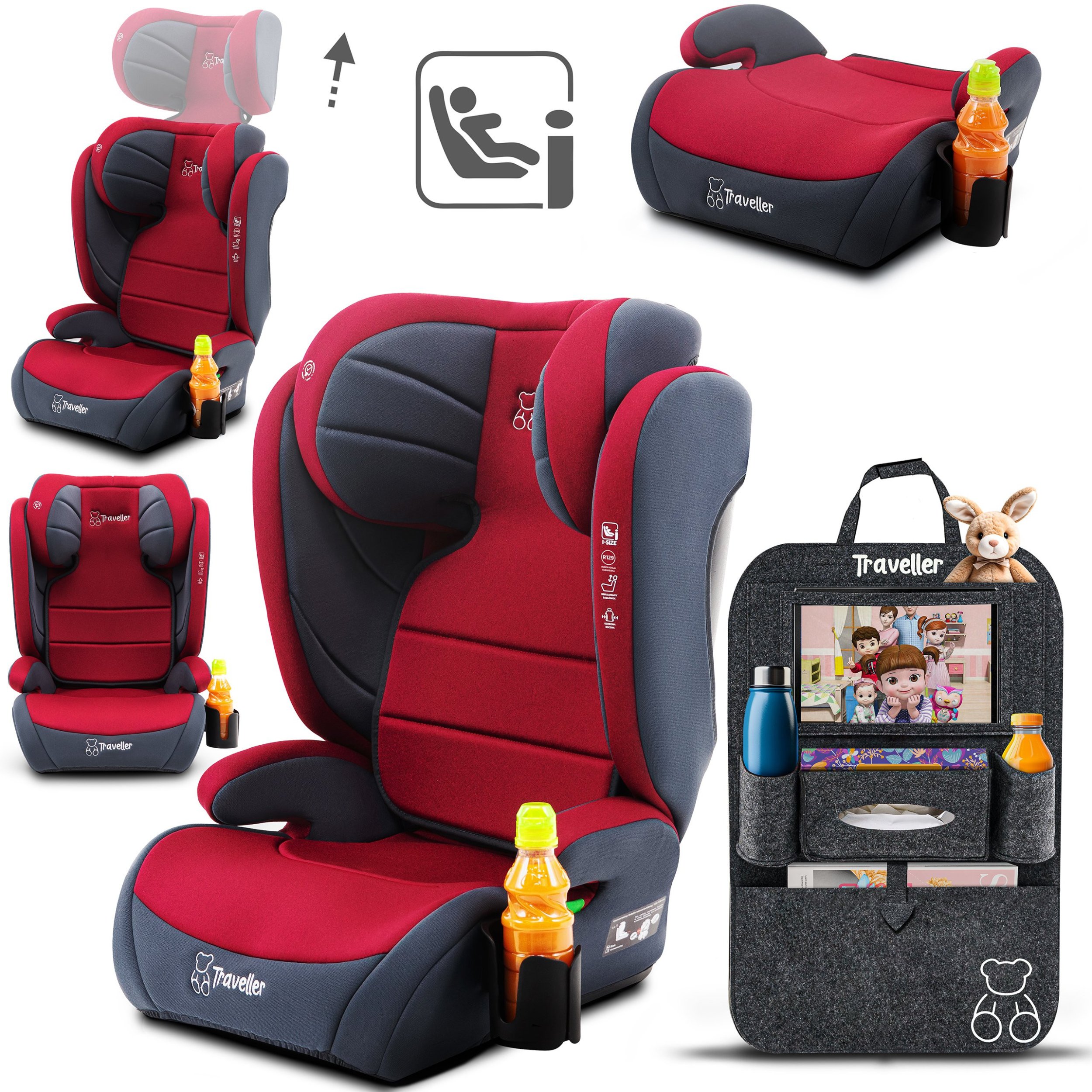 CARMEN FOTELIK SAMOCHODOWY PODSTAWKA 2w1 I SIZE 100-150 CM R129