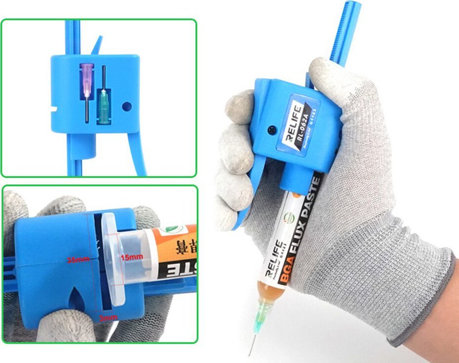 Pistolet Wyciskacz do Topnika Kleju Fluxu Sol + 2 Igły Techrebal