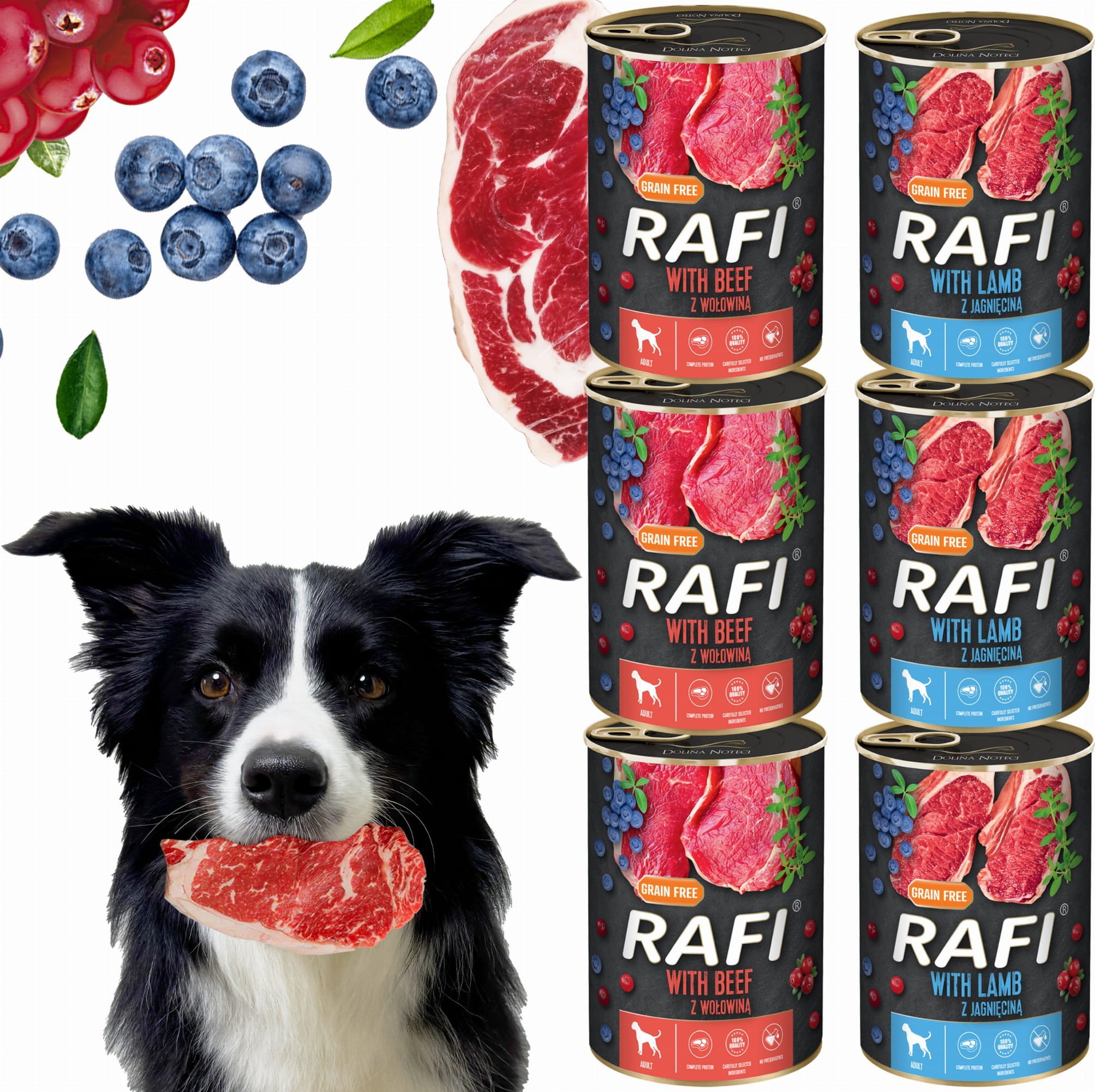 Zestaw 6x400g Karma Mokra Dla Psów RAFI MIX Smaków (Jagnięcina, Wołowina)