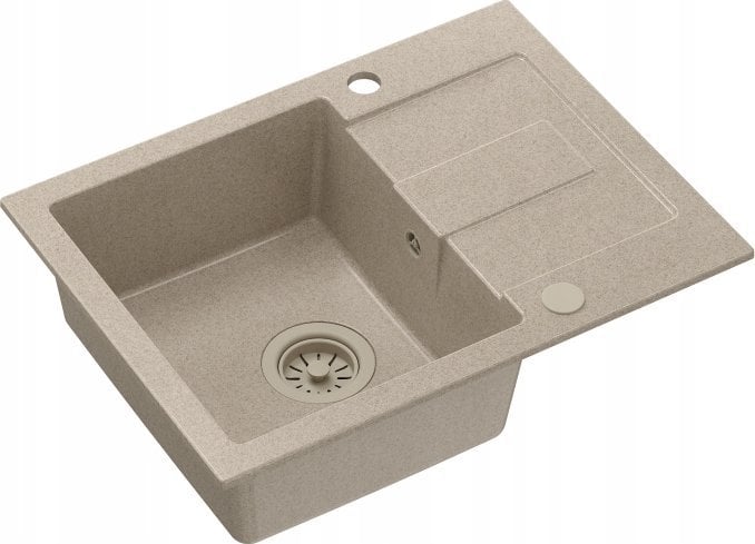 Zlewozmywak GraniteQ CHRISTIAN 116 zlewozmywak granitowy 1-komorowy beżowy (60x45x18,5) z zaślepką i odpływem bezowym