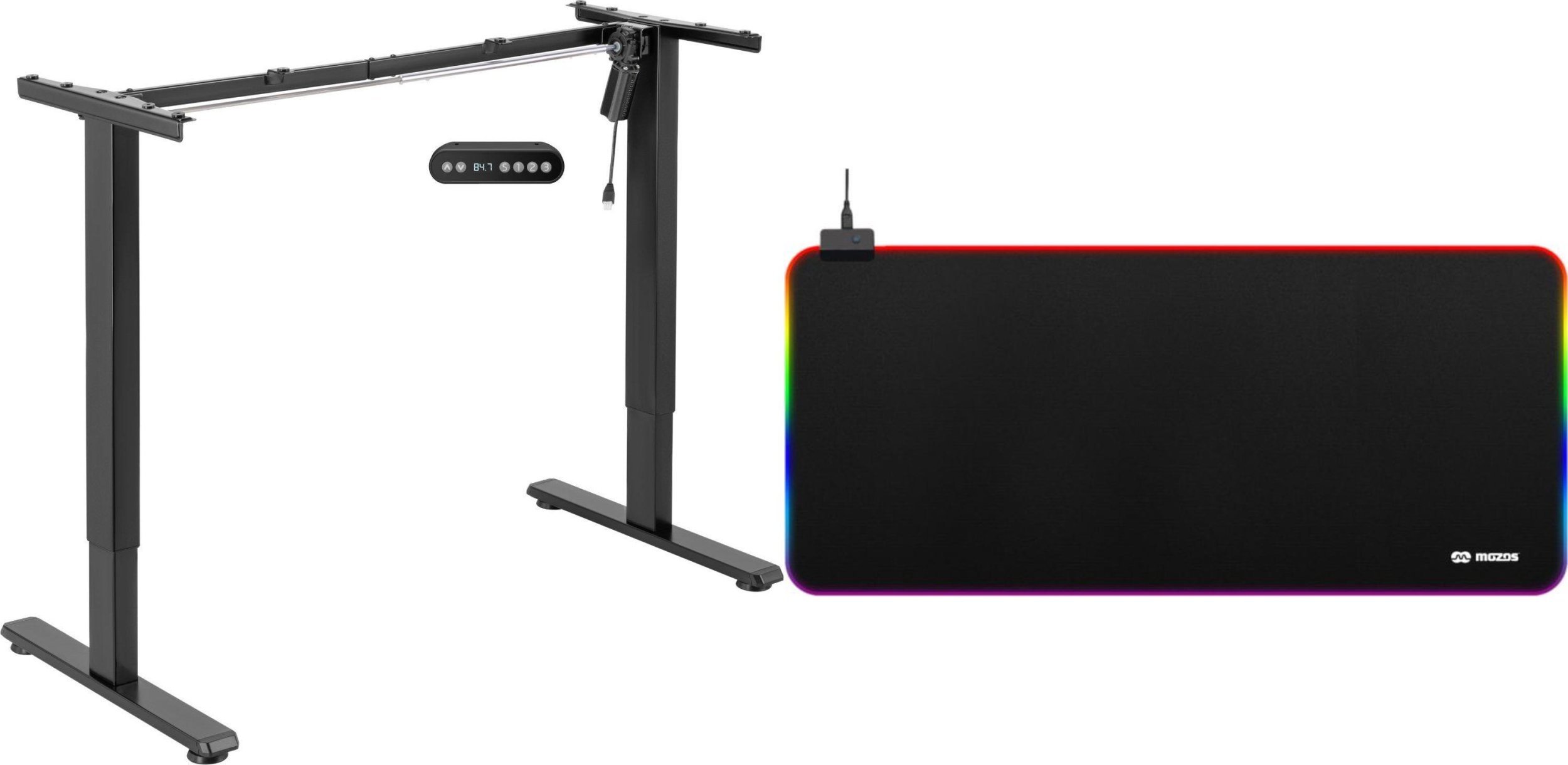 Mozos Mozos Stelaż do biurka czarny z elektryczną regulacją wysokości EDF-PRO-BK + Podkładka Gaming-MP