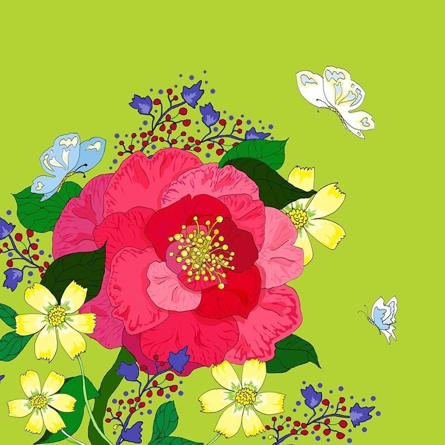 Clear Creation Karnet Swarovski kwadrat Kwiaty limonka (CL0605)