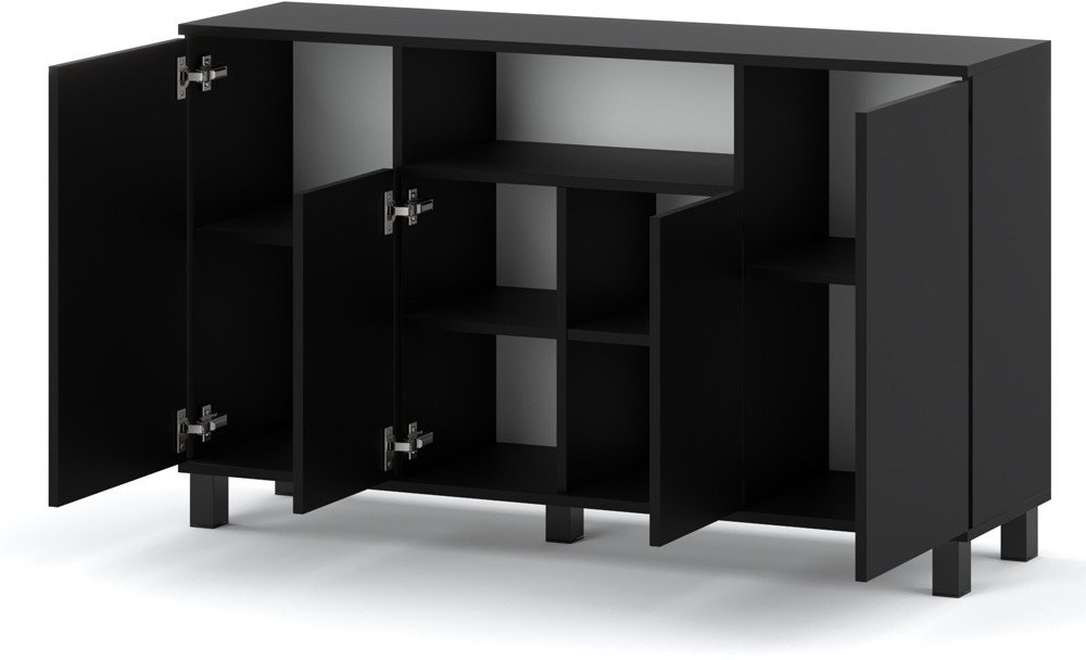 Komoda Czarna 140cm Bruno Szafka Rtv Do Sypialni Salonu Młodzieżowa