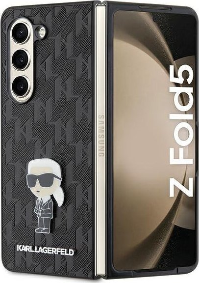 Karl Lagerfeld KLHCZFD5SAPKINPK Z Fold5 F946 hardcase czarny/black Saffiano Monogram Ikonik Pin