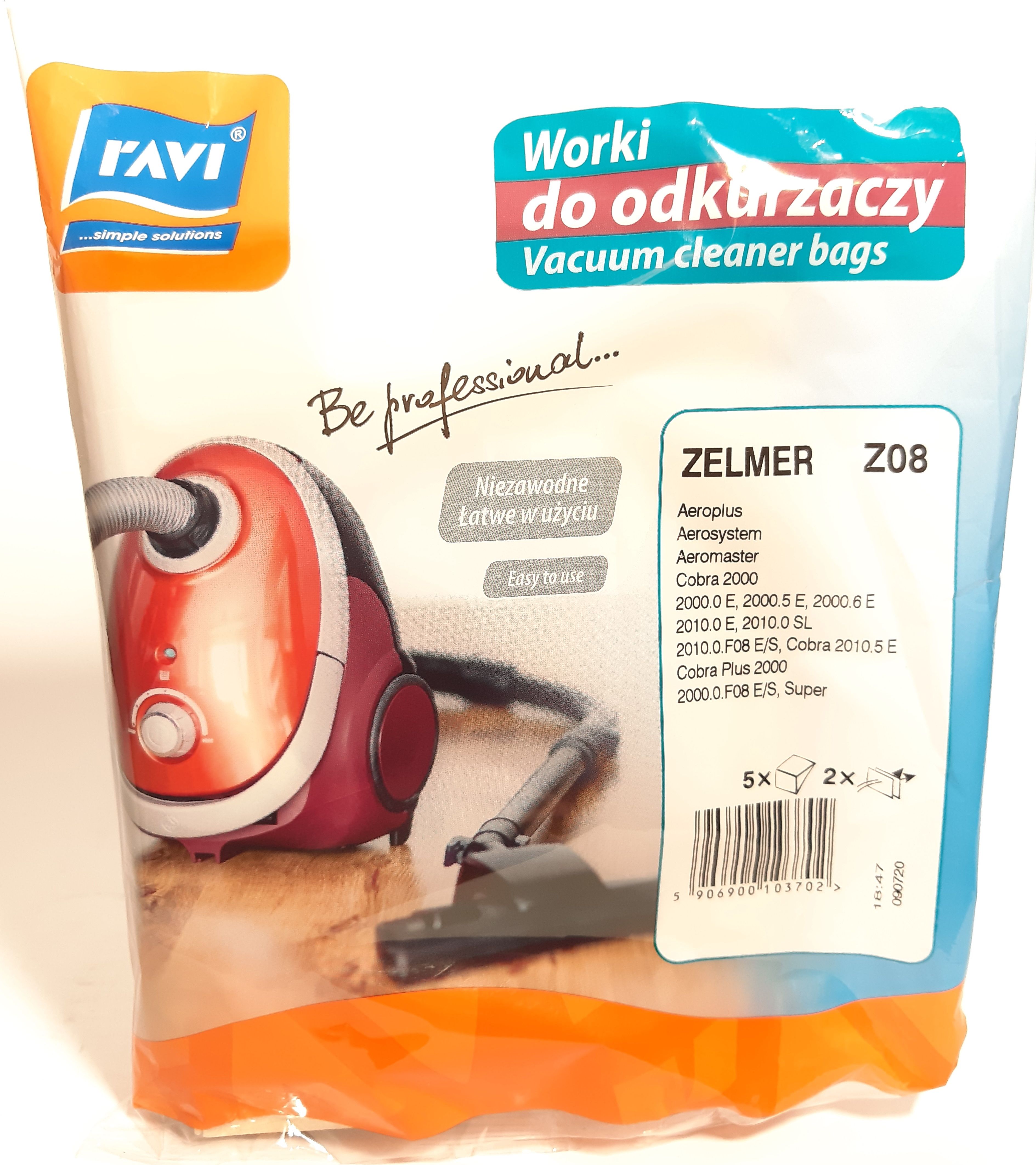 Worek do odkurzacza Ravi Worki Zelmer Z08 Cobra 5szt. +2 filtry