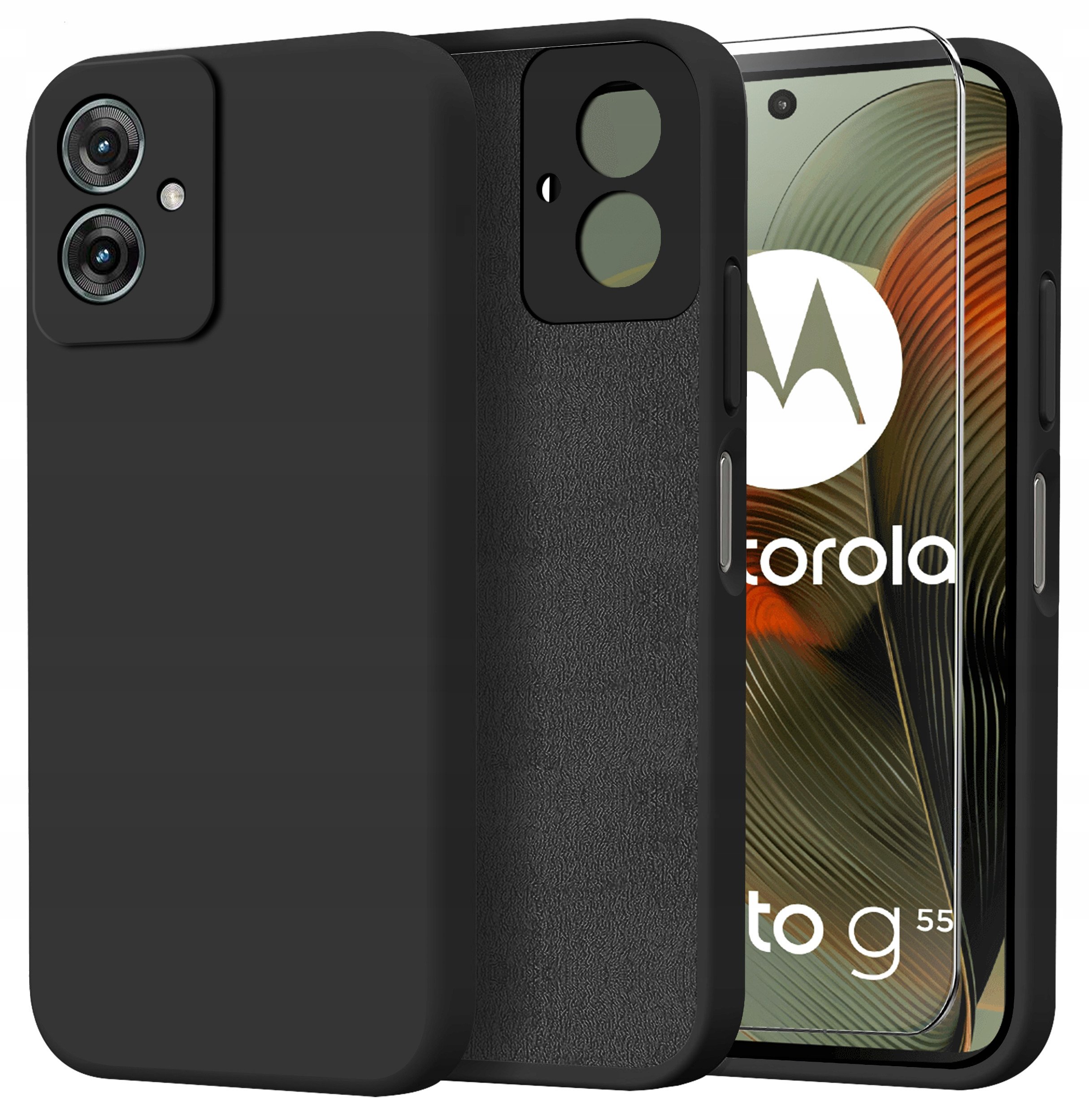 Etui do Motorola Moto G55 5G CASE Silicone ELASTYCZNE + Szkło OCHRONNE 9H